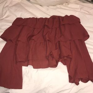 Off the shoulder ruffle bell sleeve shirt